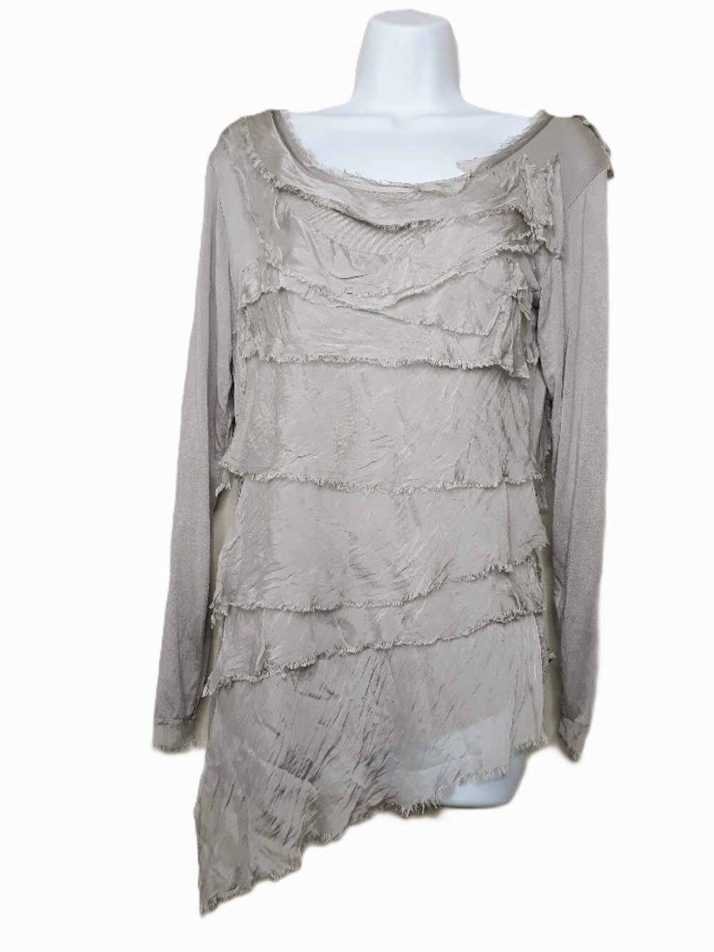 NEW Liabella Gigi Moda Silk Top Raw Edge Ruffle Asymmetrical Fairy Whimsigoth